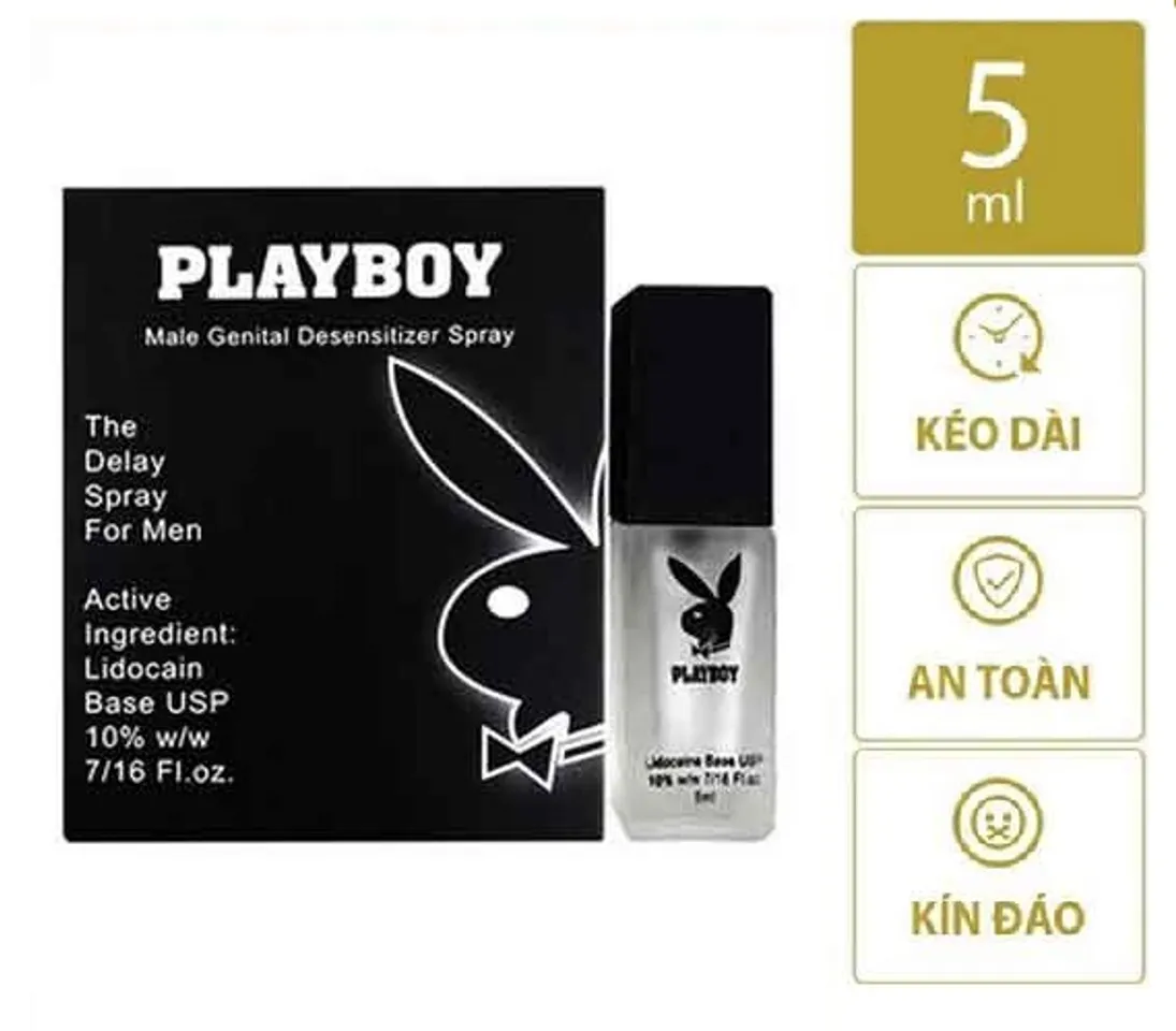 Chai Xịt Playboy Delay Chính Hãng USA Kèm Gel Bôi Trơn Nhật Bản 5g