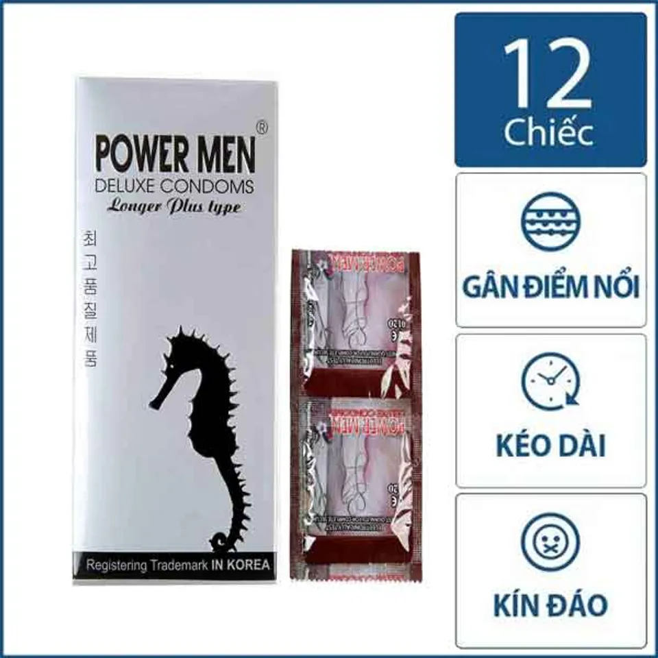 Bao Cao Su Lâu Ra Có Gai Power Men Longer Plus Type - 12s 1