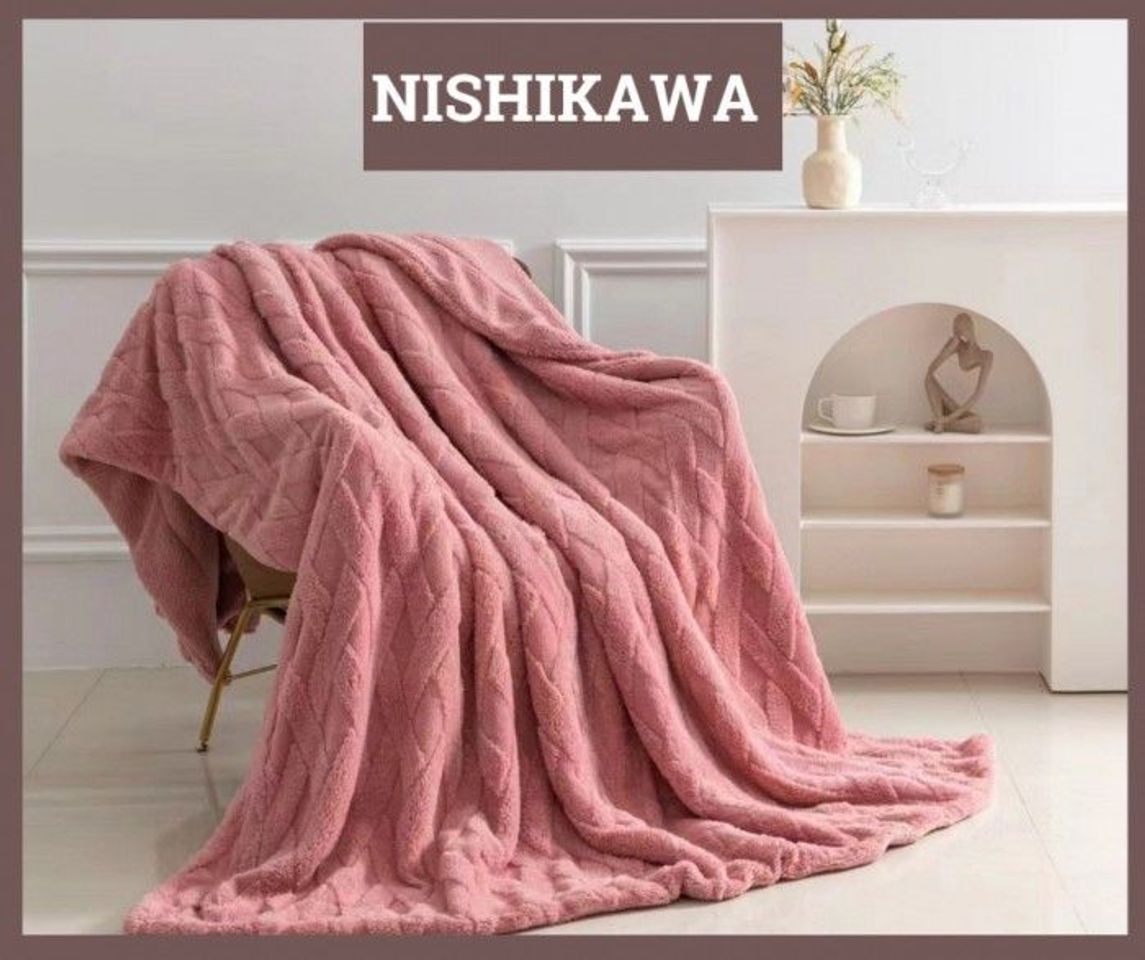 Chăn len lông cừu Nhật Bản hãng nishikawa dệt vân 5D 2