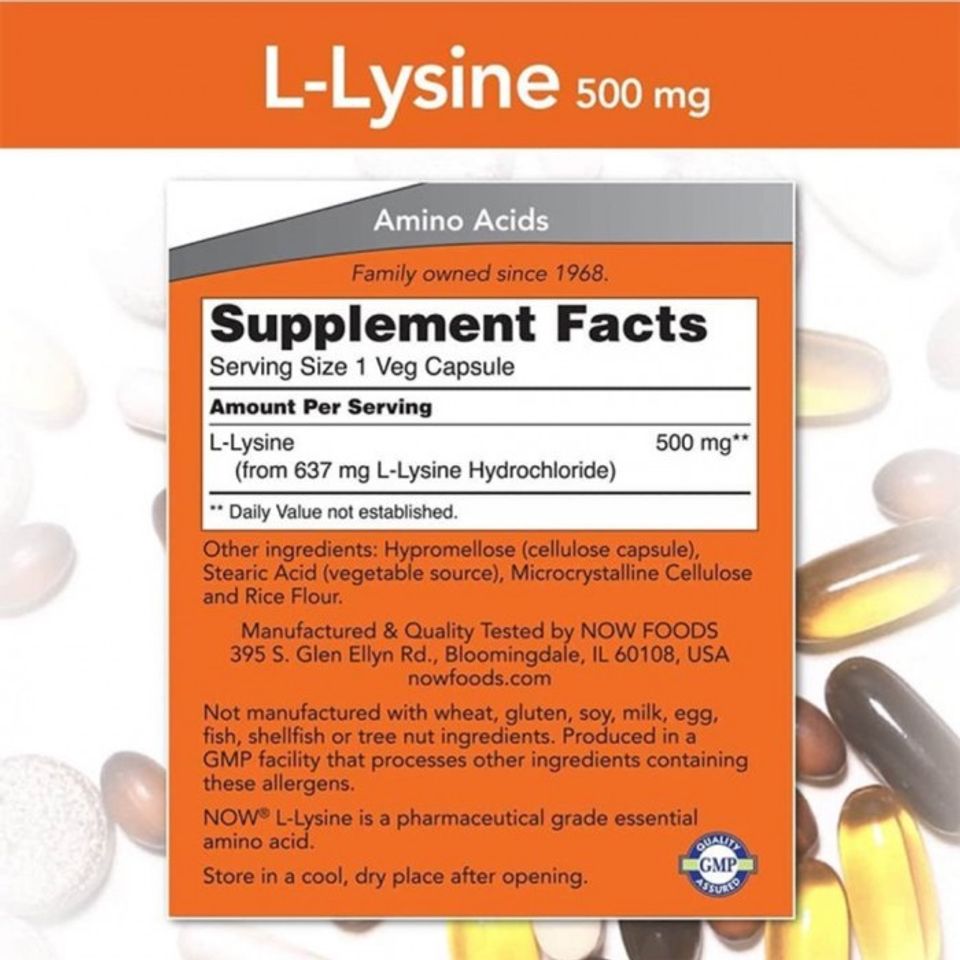 Now Double Strength L-Lysine 1000mg tăng đề kháng lọ 100 viên 2