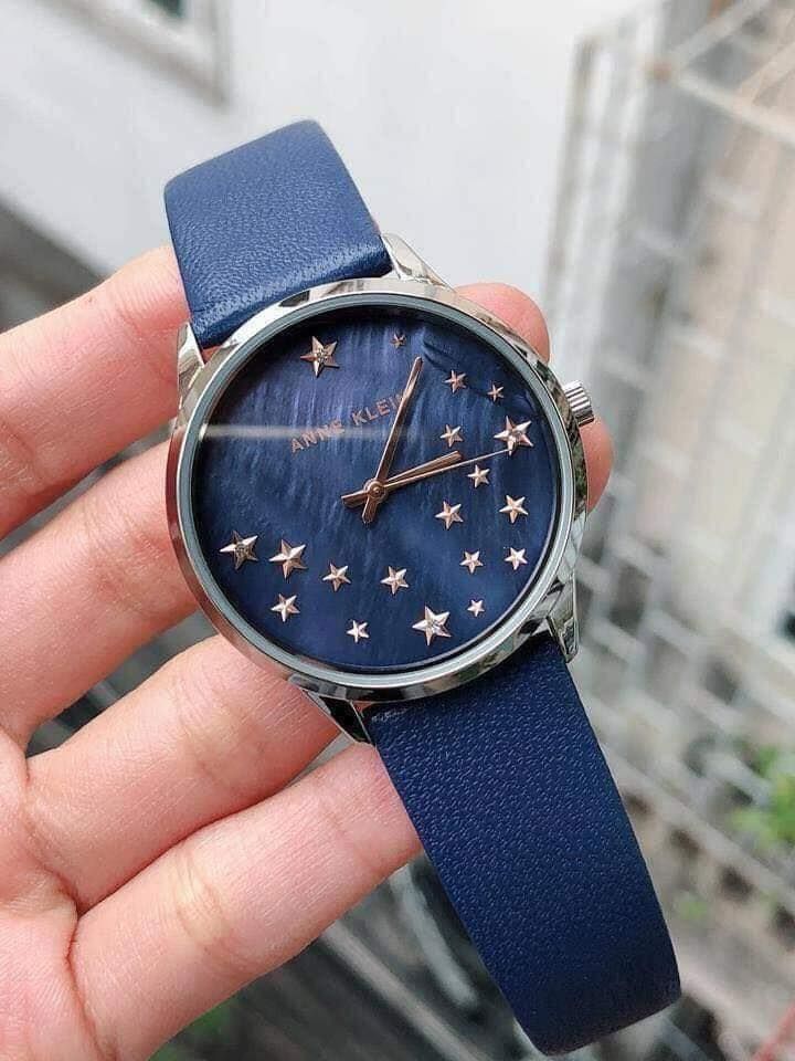 Đồng hồ nữ AK/3247RTDB Anne Klein dây da xanh blue 35mm 2