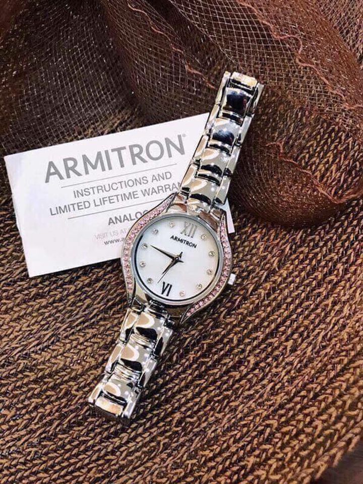 Đồng hồ nữ Armitron 75 5469MPSVPK viền đá hồng case 30mm 2