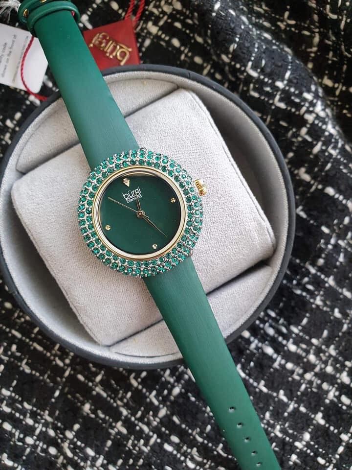 Đồng hồ nữ Burgi BUR227YGN dây da xanh case 32mm 2