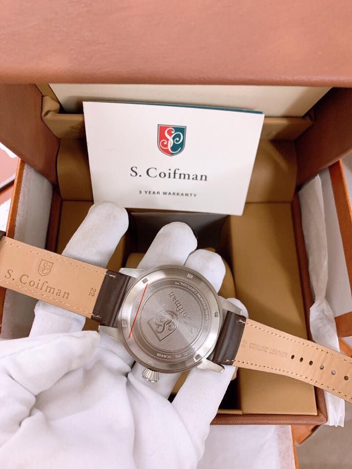 Đồng hồ nam Coifman SC0410 case 43mm dây da nâu 3