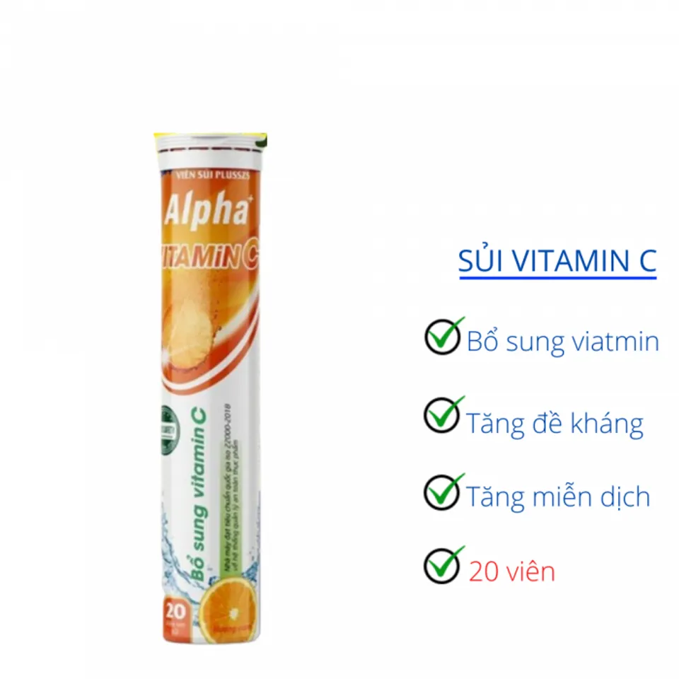 Viên sủi Alpha bổ sung vitamin C –  combo 10 tuýp x 20 viên 1
