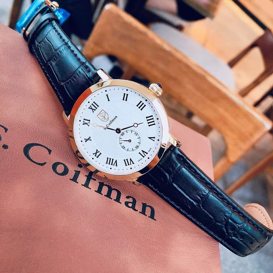 Đồng hồ nam S Coifman SC0361 dây da đen case 42mm 2