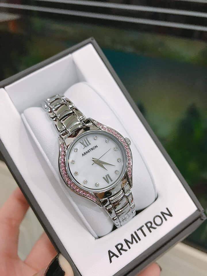 Đồng hồ nữ Armitron 75 5469MPSVPK viền đá hồng case 30mm 1