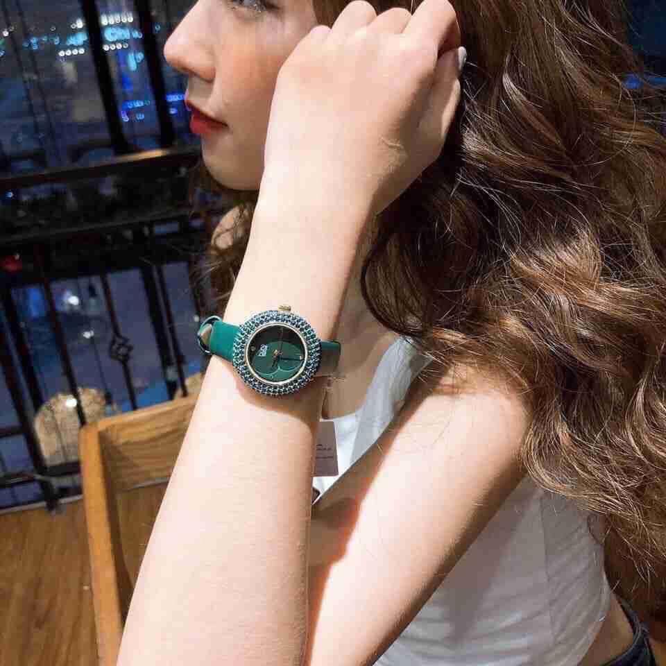 Đồng hồ nữ Burgi BUR227YGN dây da xanh case 32mm 4