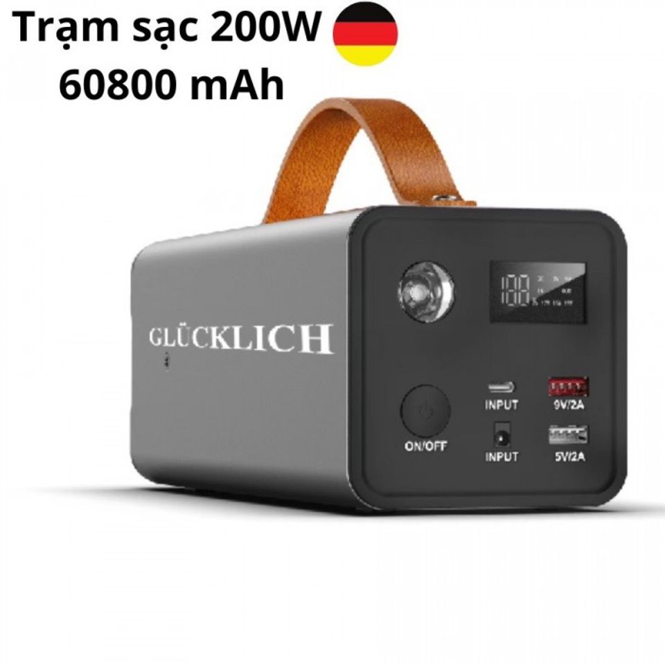 Trạm sạc tích điện Glucklich 200W 60800 mAh - Có đầu 220V tiện lợi 5