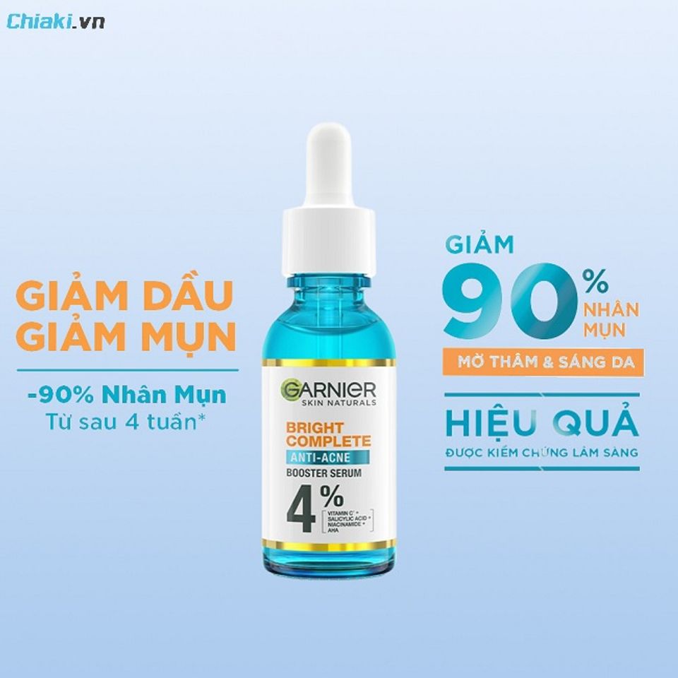 Serum Garnier Bright Complete Anti-Acne Booster&nbsp;hỗ trợ giảm mụn, giảm th&acirc;m sau mụn