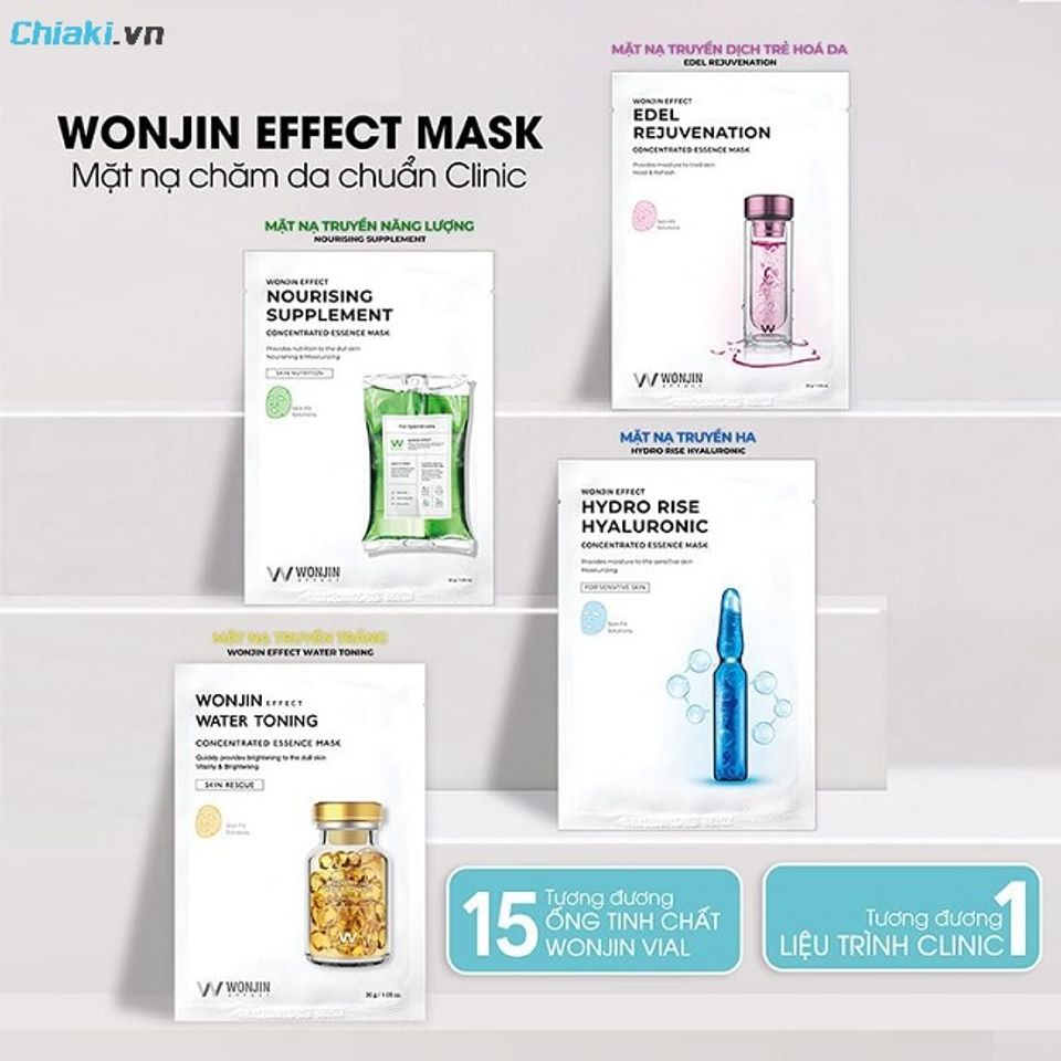 Mặt nạ Wonjin c&oacute; 3 d&ograve;ng ch&iacute;nh với mục đ&iacute;ch kh&aacute;c nhau dựa tr&ecirc;n liệu tr&igrave;nh chăm da tại Wonjin Clinic
