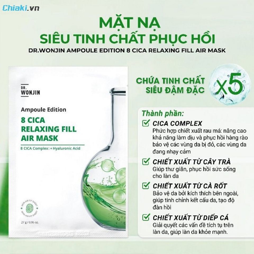 Mặt nạ Wonjin Ampoule Soothing l&agrave;m dịu mạnh, cấp ẩm v&agrave; phục hồi r&otilde; rệt