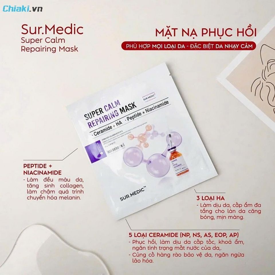 Mặt nạ Sur.Medic Super Calm Repairing Mask phục hồi hư tổn v&agrave; tăng cường đề kh&aacute;ng cho da