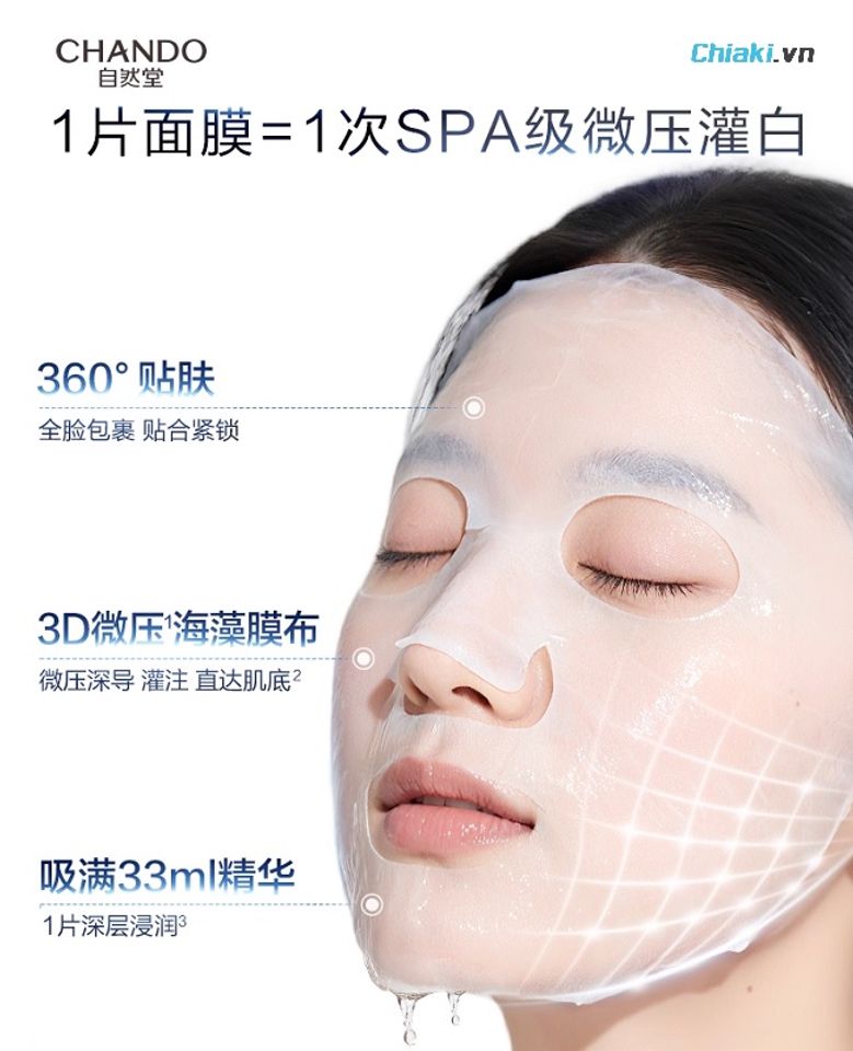 Th&ocirc;ng thường th&igrave; sử dụng mặt nạ Chando kh&ocirc;ng cần rửa lại, bạn chỉ cần vỗ nhẹ hoặc massage để dưỡng chất thấm đều