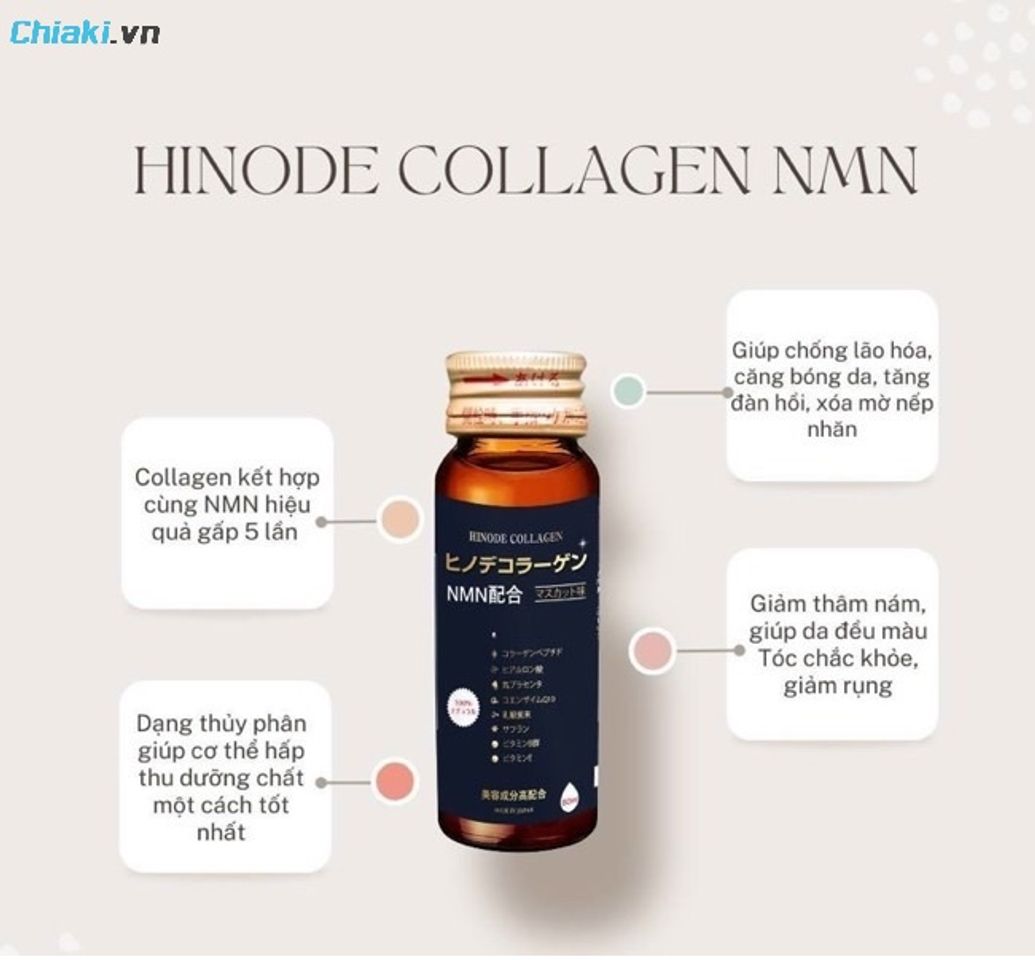 Nước uống collagen Hinode Collagen Premium Nhật Bản hỗ trợ độ đ&agrave;n hồi, săn chắc cho da