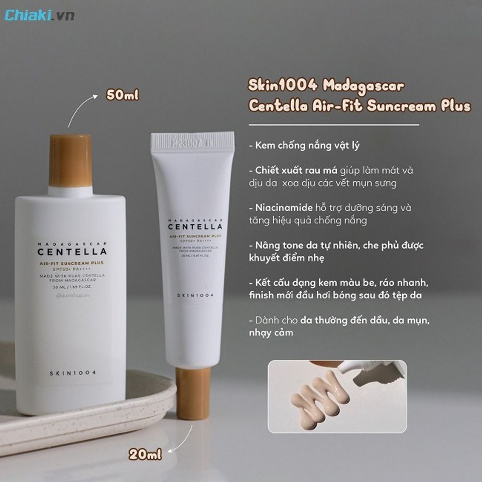 Kem chống nắng Skin1004 Centella Air-Fit l&agrave;m dịu da mụn cực kỳ ấn tượng