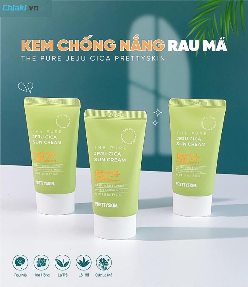 Kem chống nắng Pretty Skin The Pure Jeju Cica tập trung v&agrave;o khả năng bảo vệ v&agrave; phục hồi h&agrave;ng r&agrave;o da
