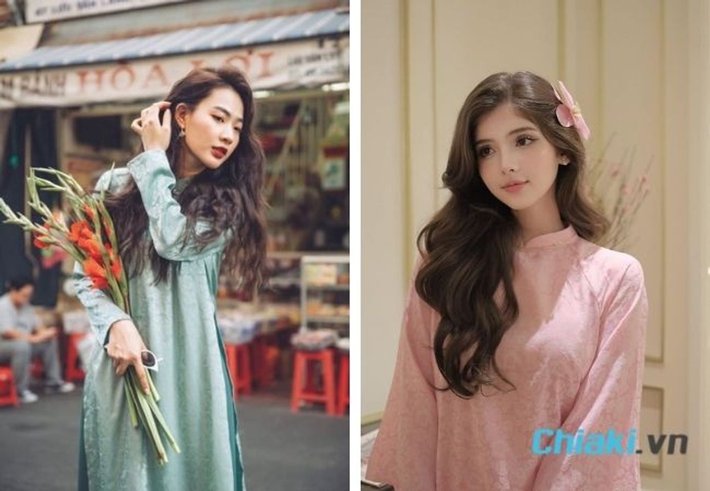 Kiểu t&oacute;c mặc &aacute;o d&agrave;i - T&oacute;c xoăn s&oacute;ng