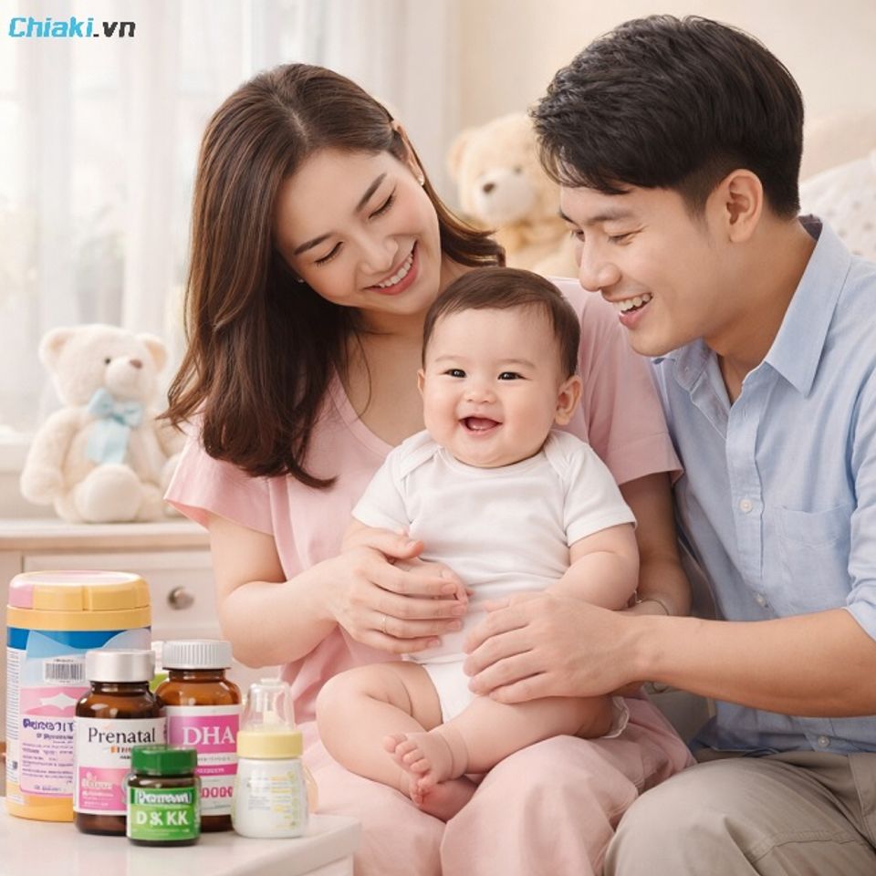 Bổ sung vitamin cho mẹ v&agrave; b&eacute; đều đặn gi&uacute;p mẹ khỏe, b&eacute; th&ocirc;ng minh khi ch&agrave;o đời