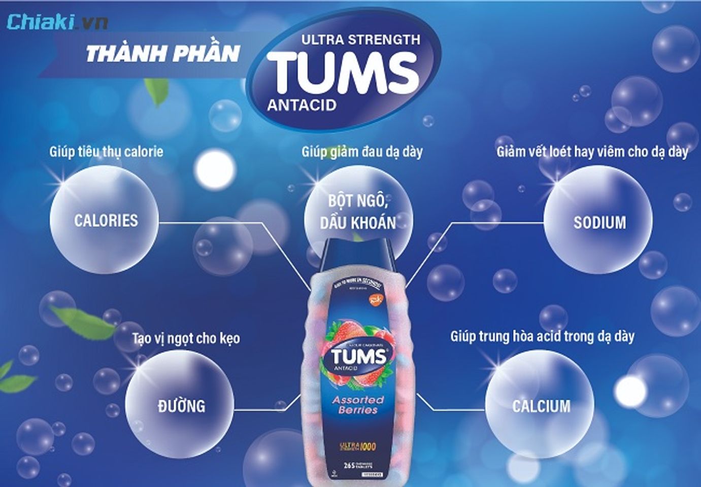 Vi&ecirc;n nhai trị đau dạ d&agrave;y Tums Extra 750mg giải quyết cảm gi&aacute;c n&oacute;ng r&aacute;t thượng vị