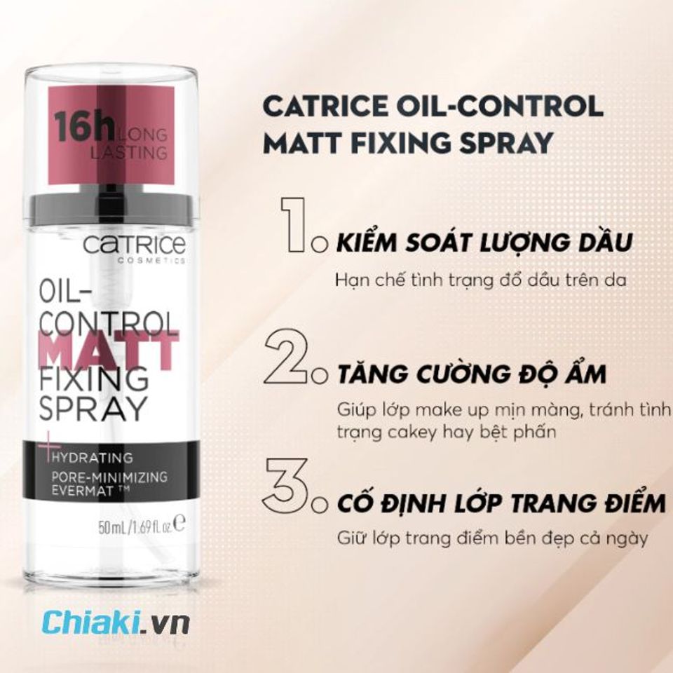 Xịt kh&oacute;a makeup cho da dầu Catrice