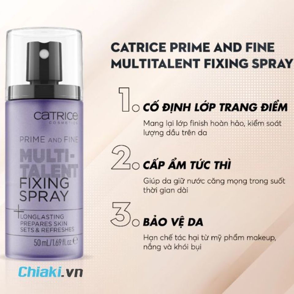 Xịt kh&oacute;a nền cho da dầu Catrice Prime And Fine