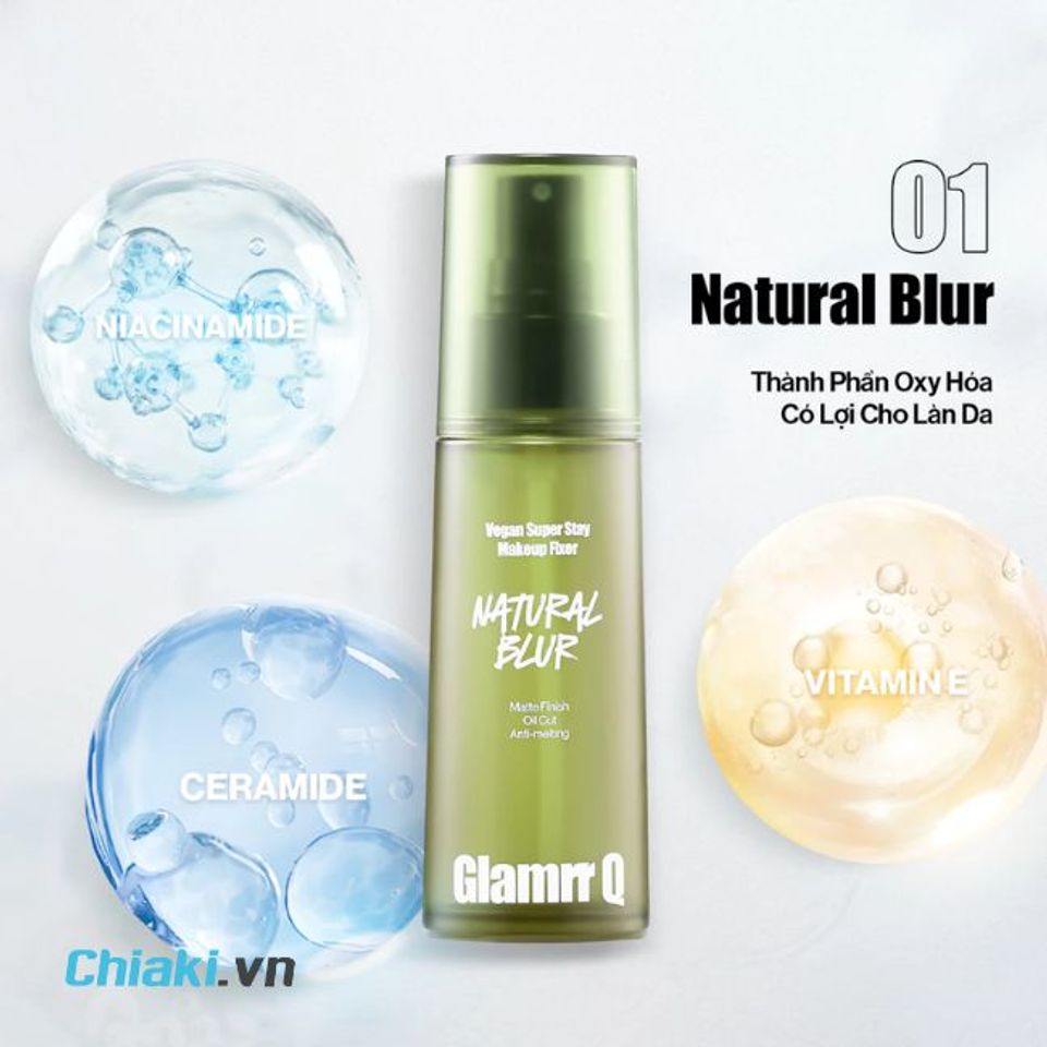 Xịt kh&oacute;a makeup cho da dầu Glamrr Q 