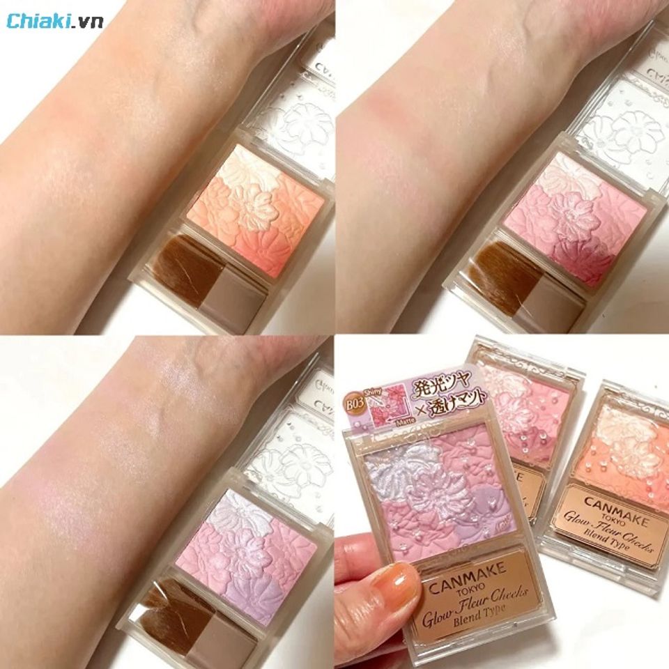 Phấn m&aacute; Nhật Bản Canmake Glow Fleur Cheeks mang lại hiệu ứng căng b&oacute;ng