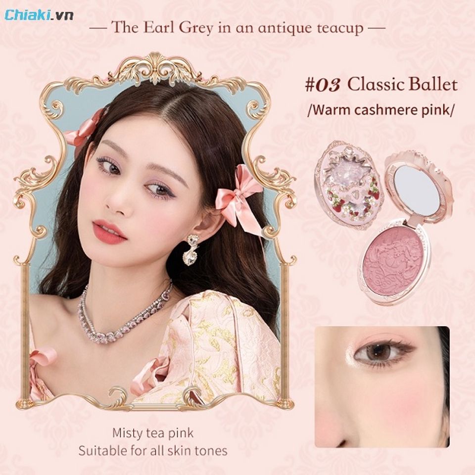 Phấn m&aacute; hồng trang điểm nổi d&ograve;ng Flower Knows Strawberry Rococo tạo hiệu ứng mịn m&agrave;ng