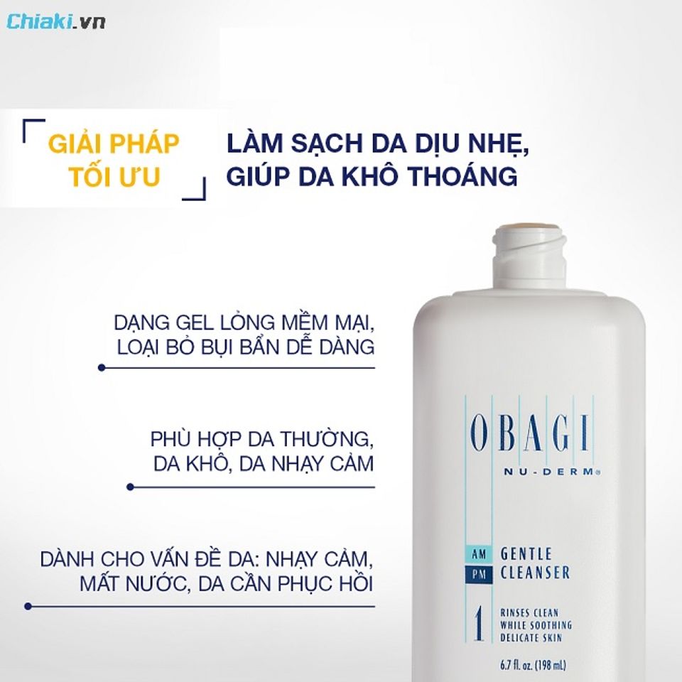 Sữa rửa mặt Obagi Nu-Derm Gentle Cleanser #1 th&iacute;ch hợp cho cả da nhạy cảm, da kh&ocirc; v&agrave; da đang điều trị