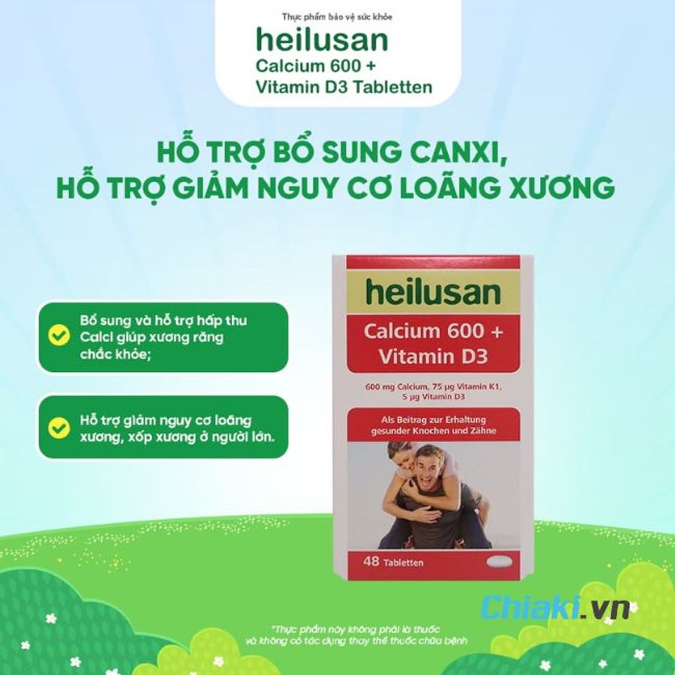 Canxi Đức Heilusan Calcium 600 + Vitamin D3