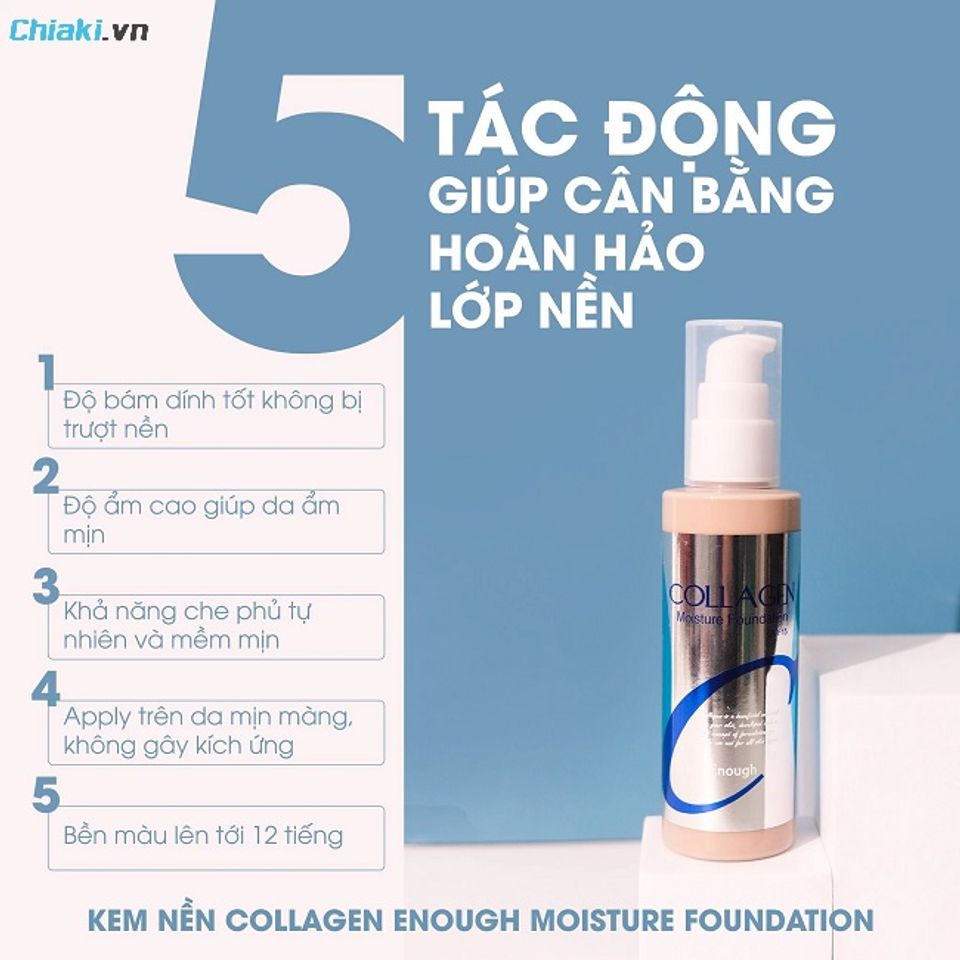 Kem nền collagen Moisture Foundation SPF15 duy tr&igrave; độ đ&agrave;n hồi, trẻ trung cho l&agrave;n da