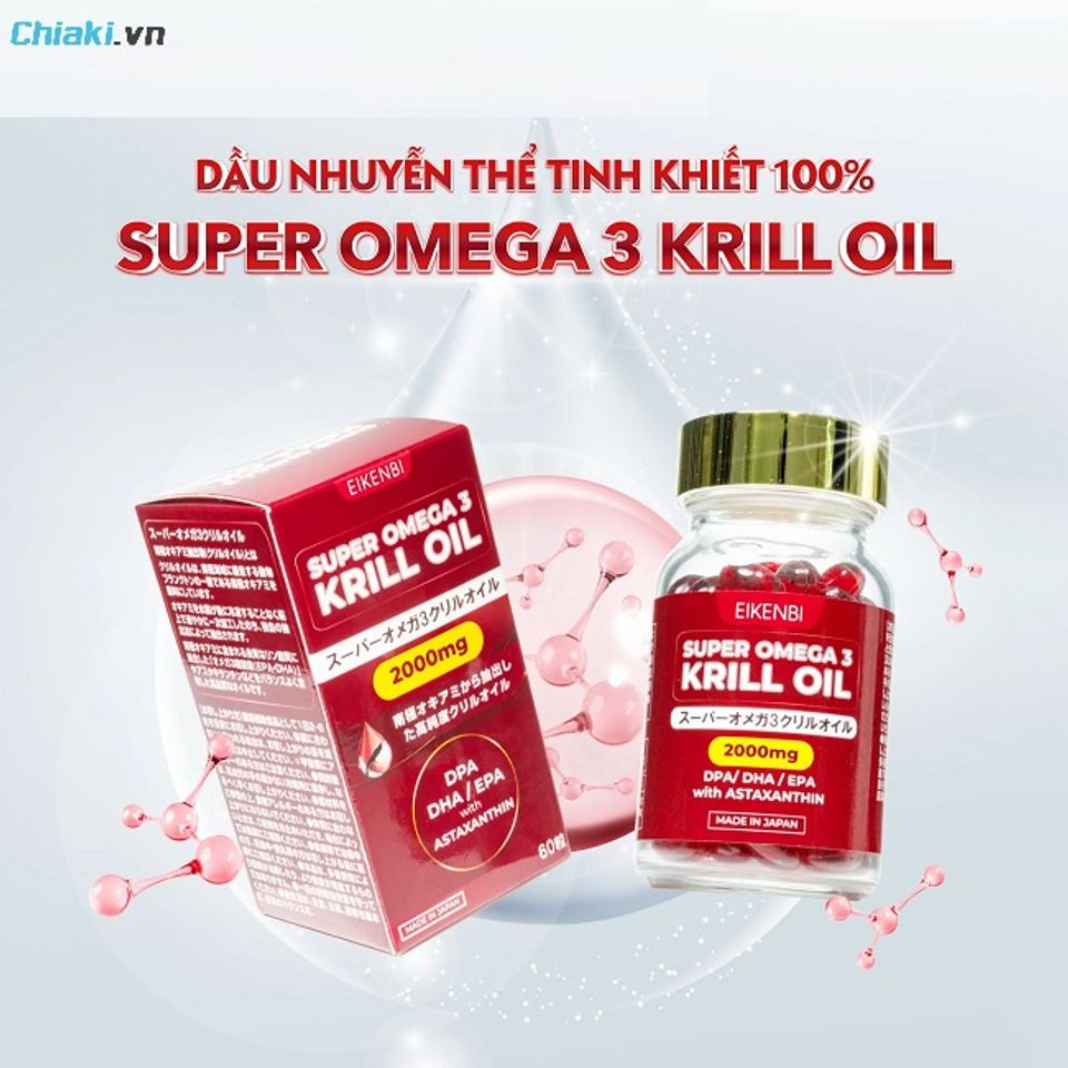 Thuốc bổ mắt Super Krill Oil Eikenbi 2000mg l&agrave;m dịu t&igrave;nh trạng kh&ocirc; mắt v&agrave; nhức mỏi chỉ sau thời gian ngắn