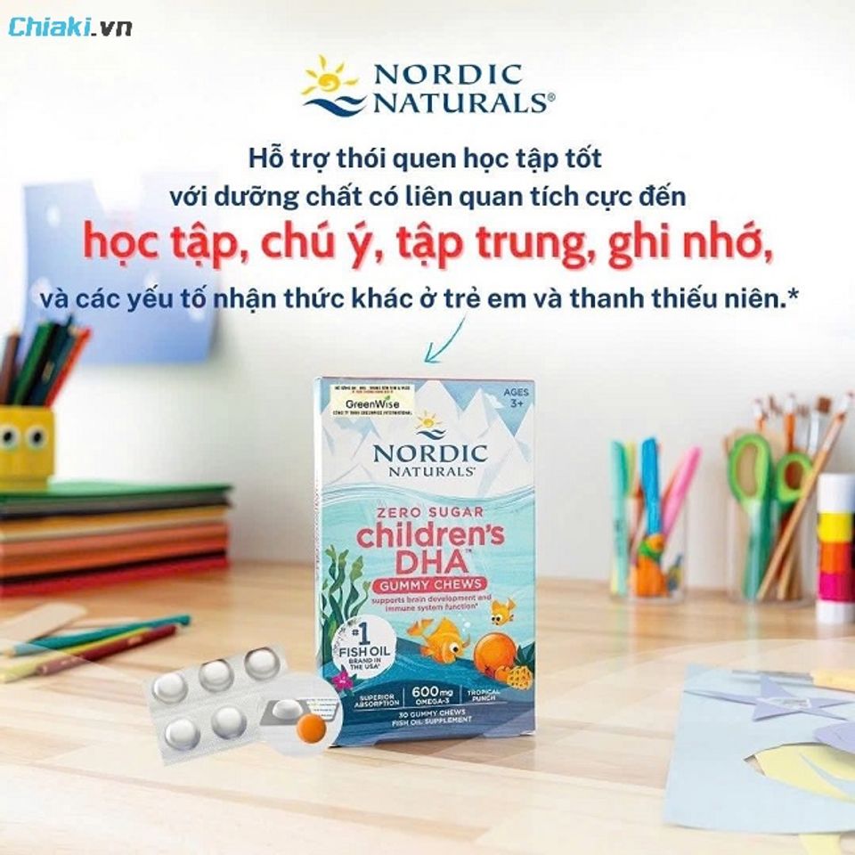 Kẹo dẻo DHA Nordic Naturals vị tr&aacute;i c&acirc;y thơm ngon nhưng lại đầy đủ dưỡng chất cho n&atilde;o bộ