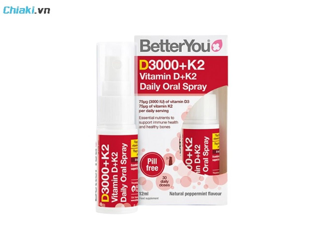 Vitamin D3K2 dạng xịt Better You Daily Oral Spray sử dụng được cho cả trẻ em v&agrave; người lớn.