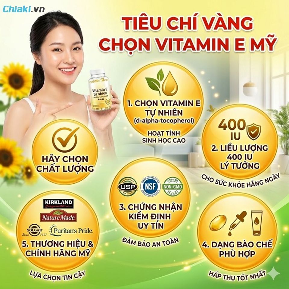 Ưu ti&ecirc;n lựa chọn c&aacute;c Vitamin E từ thương hiệu lớn của Mỹ