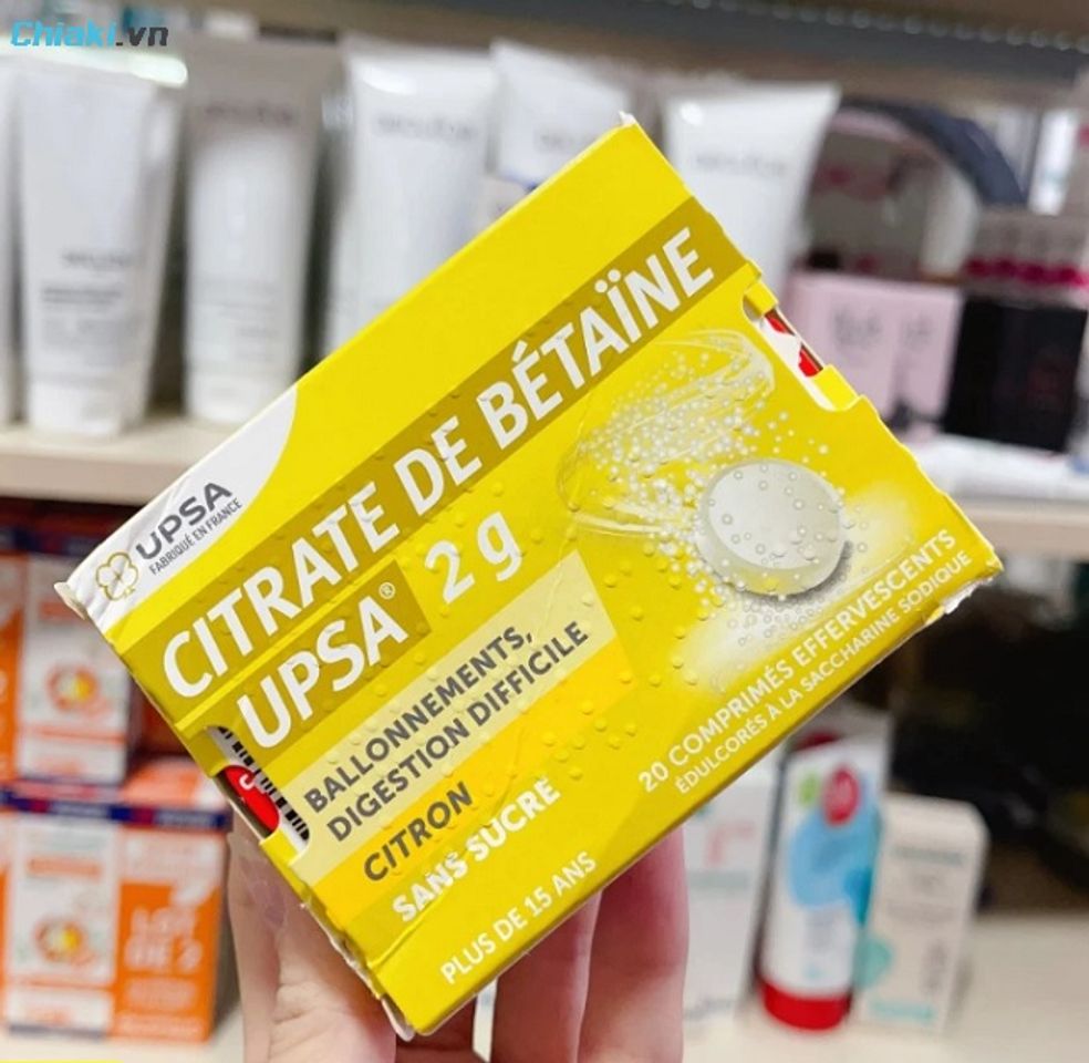 Vi&ecirc;n sủi giải rượu UPSA Citrate de Betaine giảm nhanh t&igrave;nh trạng đầy bụng, kh&oacute; ti&ecirc;u, buồn n&ocirc;n do rượu bia