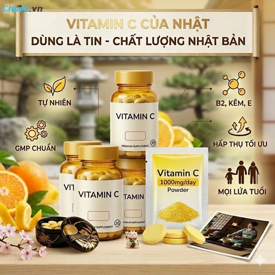 Vitamin C Nhật Bản được ưa chuộng bởi kết hợp nhiều th&agrave;nh phần bổ trợ kh&aacute;c, kh&ocirc;ng g&acirc;y n&oacute;ng trong