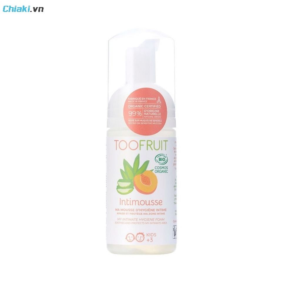 Dung dịch vệ sinh cho b&eacute; g&aacute;i 3 tuổi Toofruit hương đ&agrave;o thơm m&aacute;t như một vi&ecirc;n kẹo