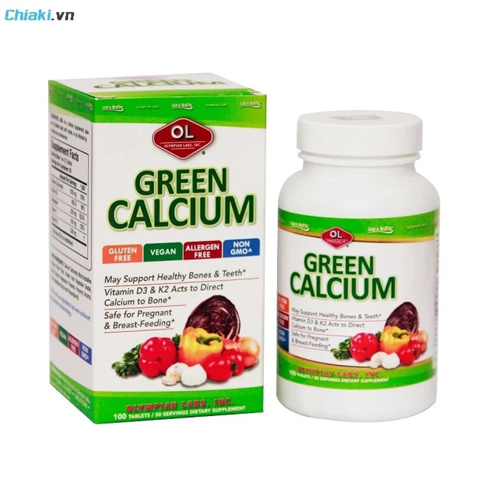 Canxi hữu cơ Olympian Labs Green Calcium cho phụ nữ mang thai v&agrave; người cao tuổi