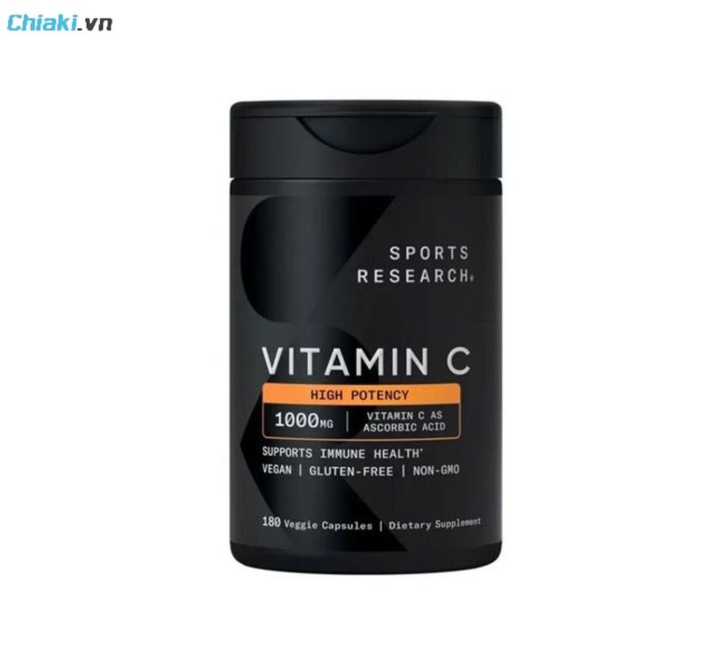Vitamin C dạng vi&ecirc;n Mỹ Sports Research 1000mg hục hồi cơ bắp v&agrave; bảo vệ tế b&agrave;o khỏi t&aacute;c động của c&aacute;c gốc tự do