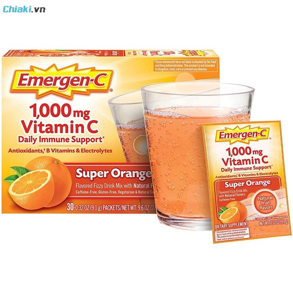 Vitamin C sủi của Mỹ Emergen-C 1000mg vị cam v&agrave; qu&yacute;t tăng cường sức khỏe, cải thiện mệt mỏi