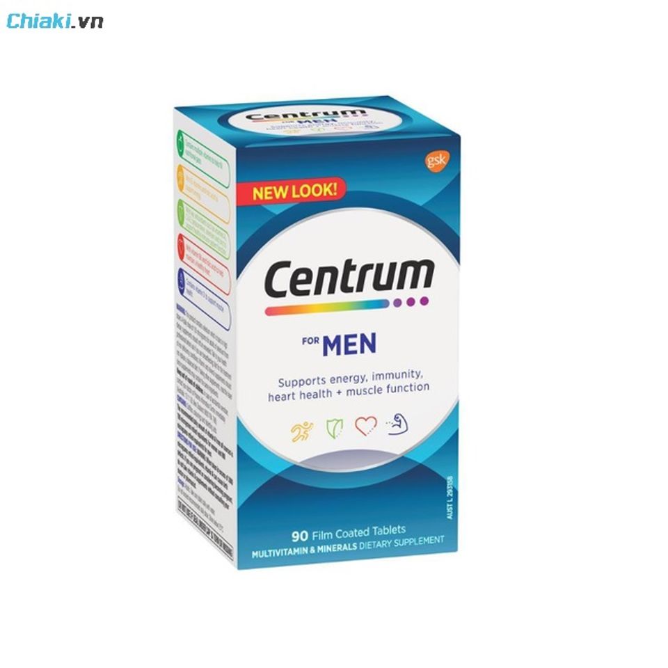Vitamin tổng hợp Centrum For Men cho nam giới gi&uacute;p duy tr&igrave; phong độ đỉnh cao, tăng cường cơ bắp v&agrave; bảo vệ sức khỏe tim mạch
