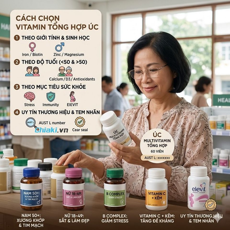 Lựa chọn Vitamin tổng hợp của &Uacute;c ph&ugrave; hợp với nhu cầu