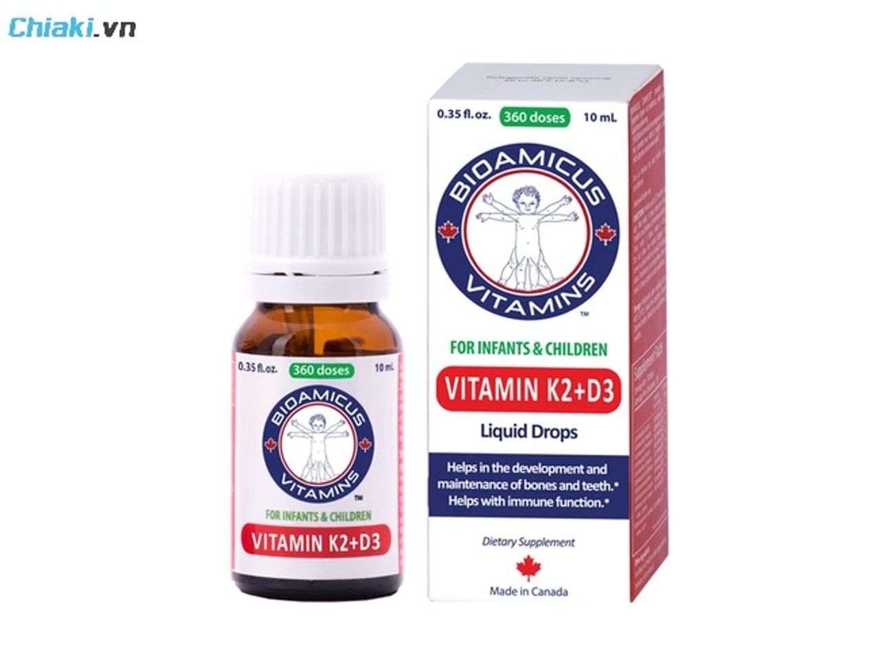Vitamin D3 K2 MK7 BioAmicus dạng giọt cho b&eacute; đưa dưỡng chất trực tiếp đến xương