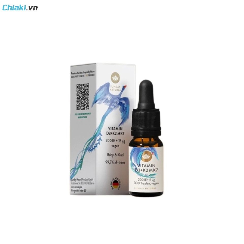 Vitamin D3 K2 MK7 của Đức Sunday Natural cho b&eacute; (mẫu mới) giải quyết t&igrave;nh trạng trẻ chậm ph&aacute;t triển chiều cao hiệu quả