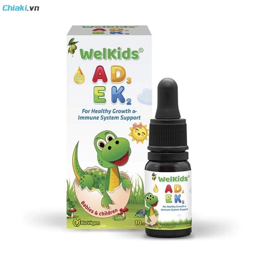Vitamin A, E, D3, K2 MK7 Biovagen WelKids ADEK ph&ugrave; hợp cho những b&eacute; c&oacute; chế độ ăn uống chưa c&acirc;n đối hoặc cần phục hồi sức khỏe sau ốm