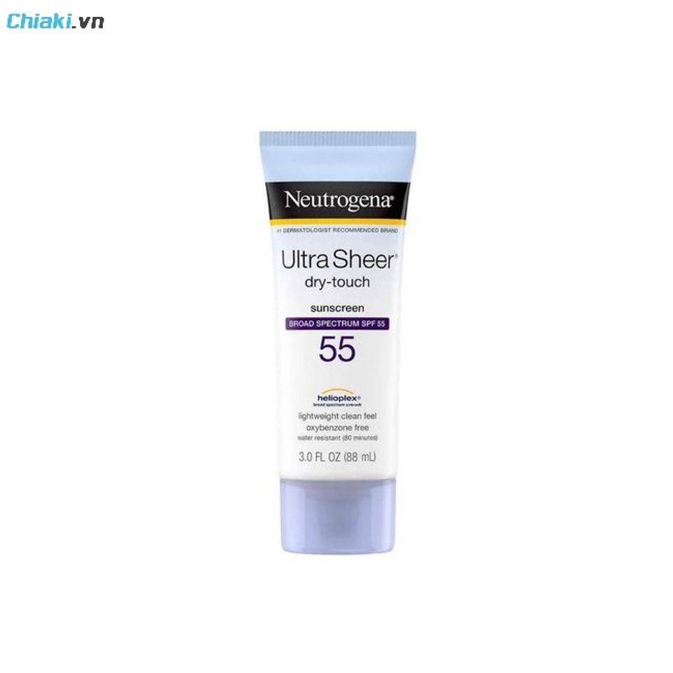 Kem chống nắng Neutrogena Ultra Sheer Dry Touch SPF 55+ bảo vệ quang phổ rộng nhưng vẫn đảm bảo được độ th&ocirc;ng tho&aacute;ng