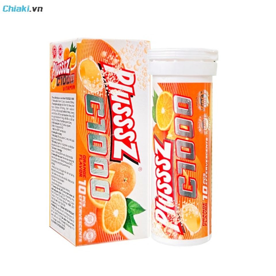 Vi&ecirc;n sủi PLUSSSZ C1000 1000mg Vitamin C hương cam cải thiện t&igrave;nh trạng cơ thể mệt mỏi, n&oacute;ng trong