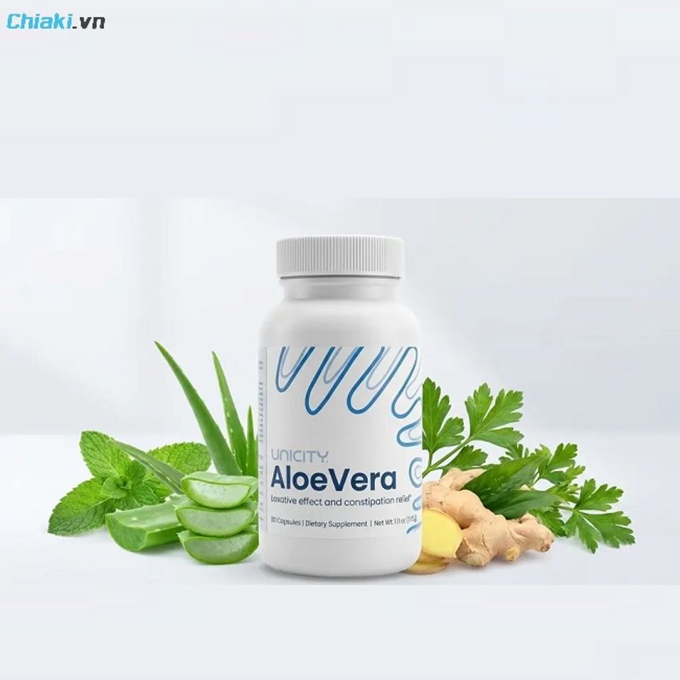Vi&ecirc;n uống thải độc ruột Aloe Vera Unicity đ&agrave;o thải chất cặn b&atilde; ra ngo&agrave;i dễ d&agrave;ng hơn
